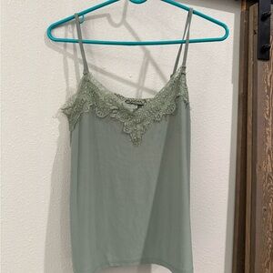 Elegant Lace Trim Green Cami Top